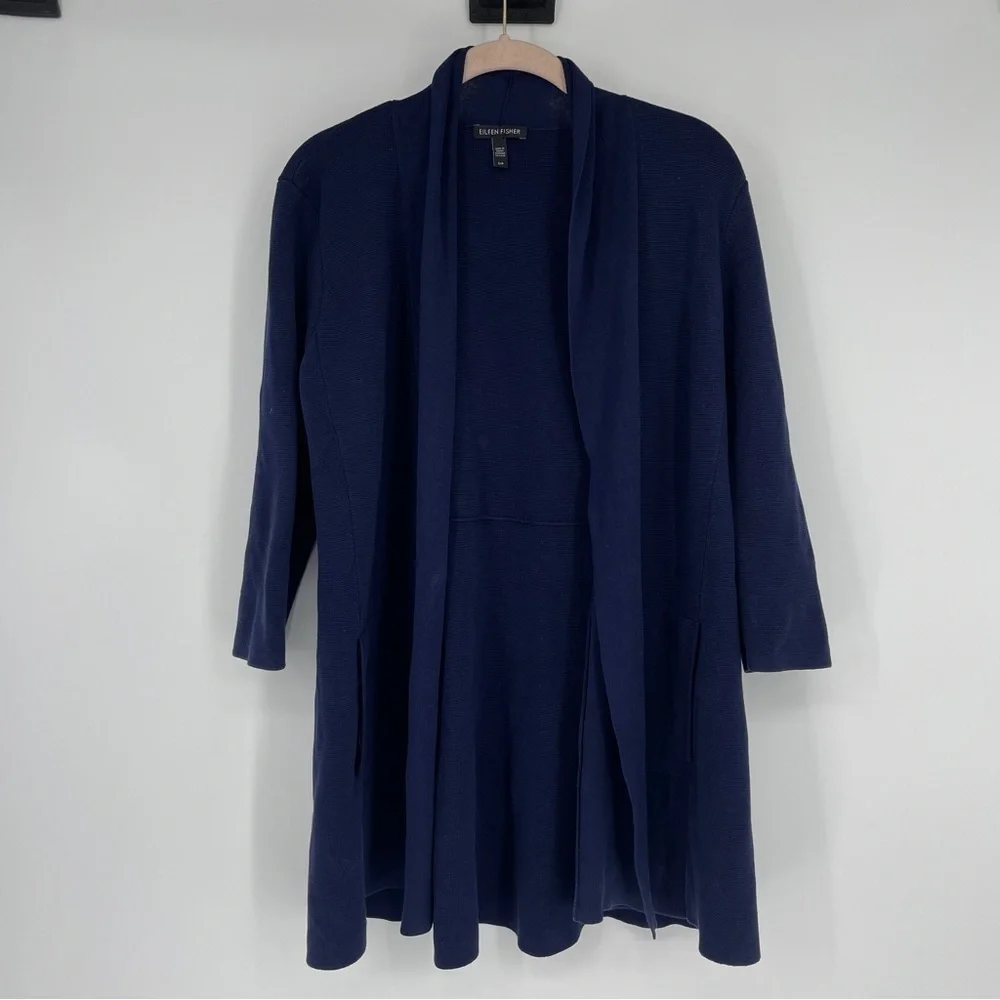 Eileen Fisher Sleek Ribbed Long Cardigan